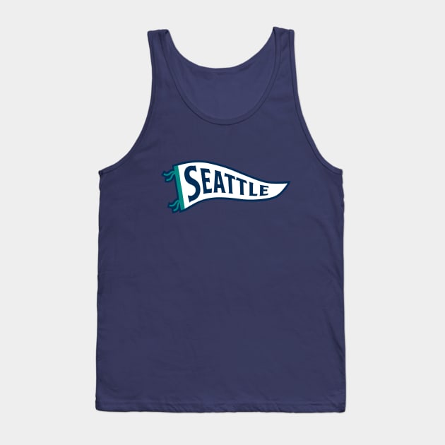 Seattle Pennant - Navy Tank Top by KFig21